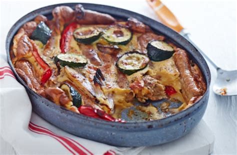 Get creative and use different cookie cutter shapes to make break an egg into each hole in bread, being careful not to break the yolk. Quorn sausage and vegetable toad in the hole | Tesco Real Food