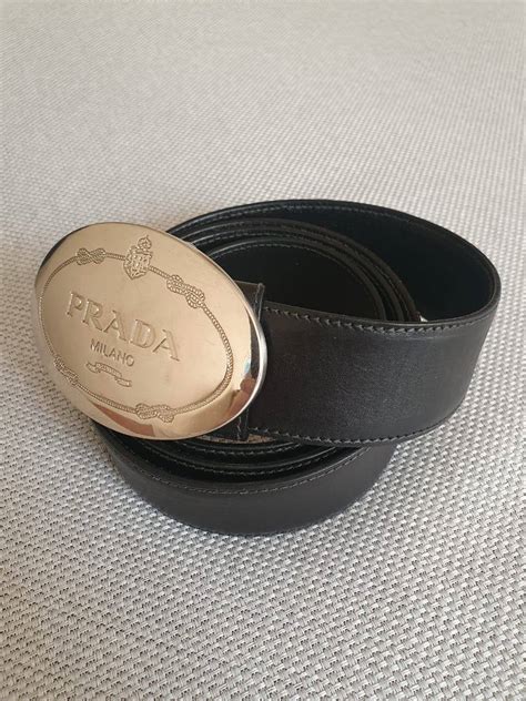Prada Prada Black Leather Belt Buckle Logo Grailed