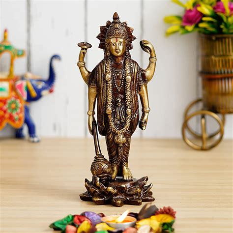 Buy Mukundra Art N Craft Standing Brass Vishnu Idol Statue For