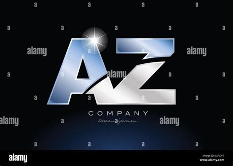 Alphabet Letter Az A Z Logo Design With Metal Blue Color Suitable For A