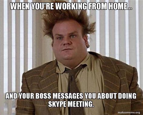 When The Boss Calls A Skype Meeting Working From Home Remote Working
