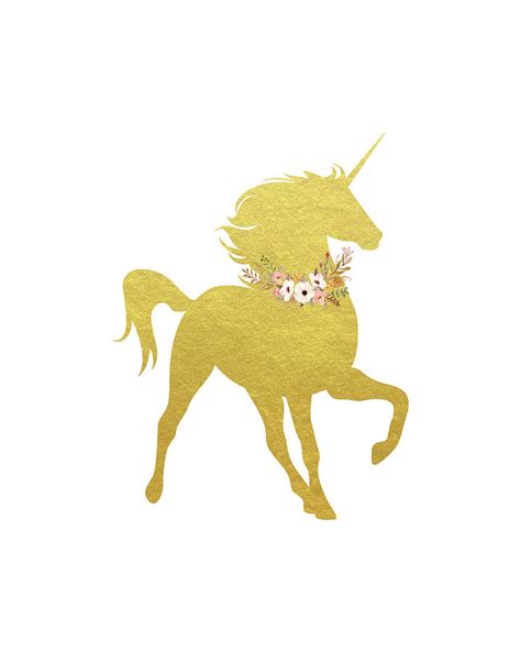Gold Unicorn Painting By Tara Moss
