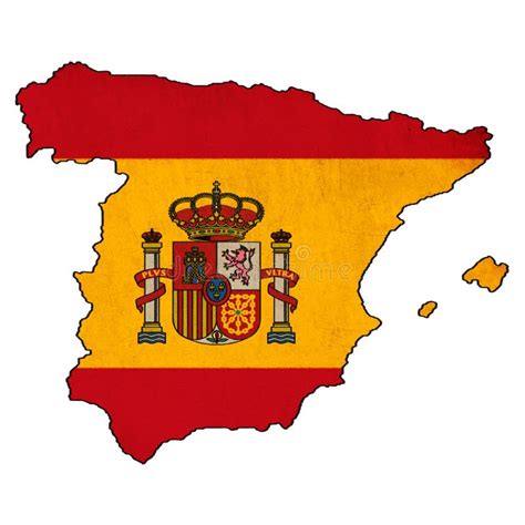 Mapa De España En El Dibujo De La Bandera De España Stock De