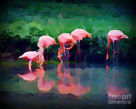 Pink Flamingos Painting By John Malone