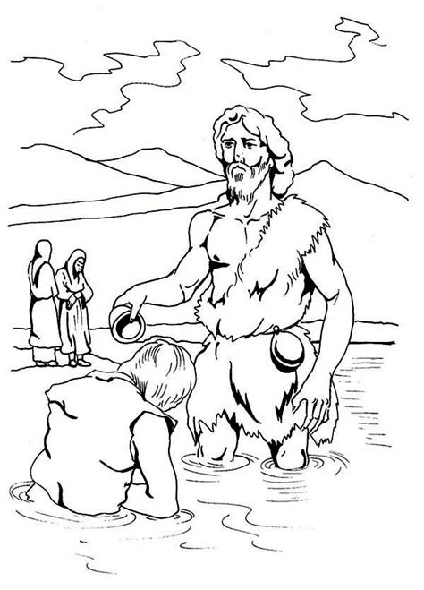 Jesus Being Baptism by John the Baptist Coloring Page - NetArt | Jesus coloring pages, John the