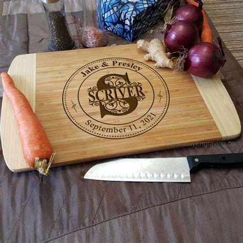 Monogram Engraved Cutting Board Wedding T Bombay Engravin