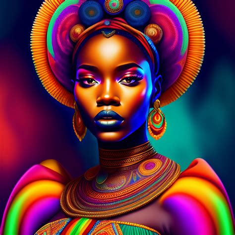 Lexica Psychedelic Portrait Of A Beautiful African Woman Wearing A
