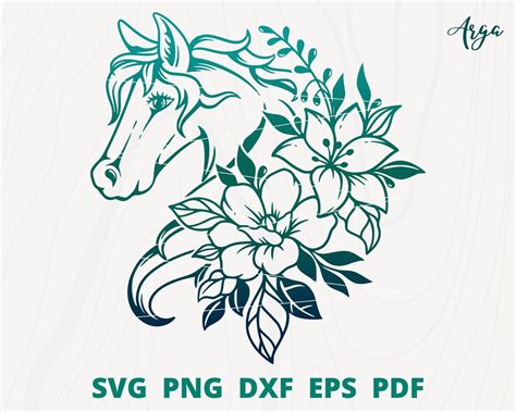 Horse With Flowers Svg Floral Horse Svg Horse Svg Horse Etsy