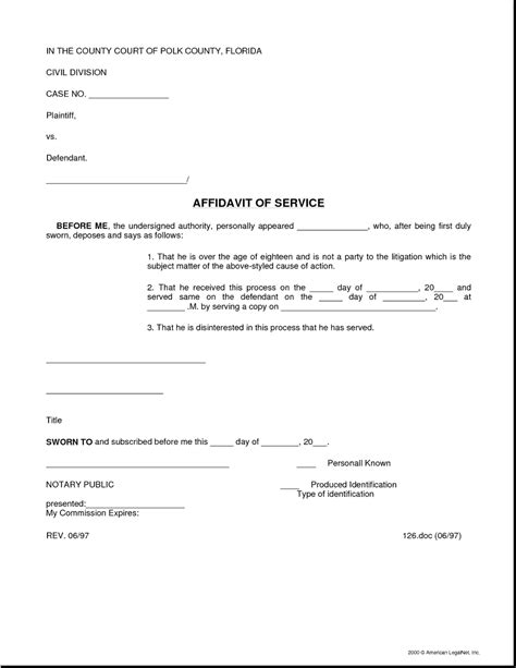 Printable Blank Affidavit Form