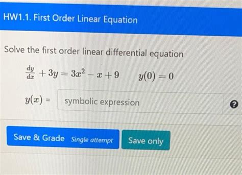 Solved Hw11 First Order Linear Equation Solve The First