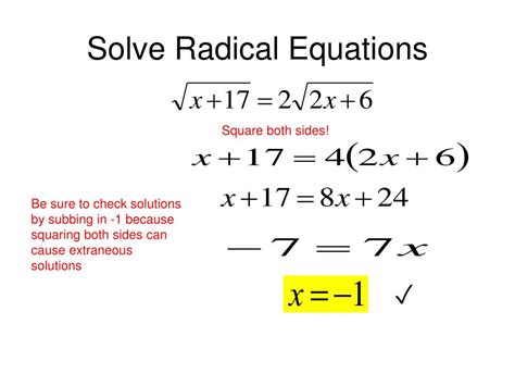 ppt solve radical equations powerpoint presentation free download id 2567427