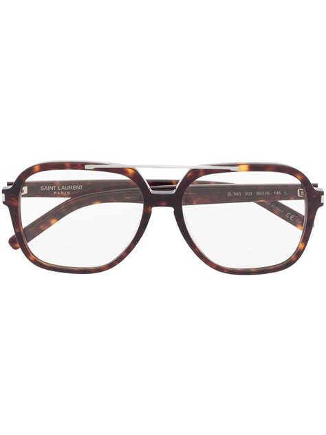 Saint Laurent Eyewear Tortoiseshell Effect Square Frame Glasses Farfetch