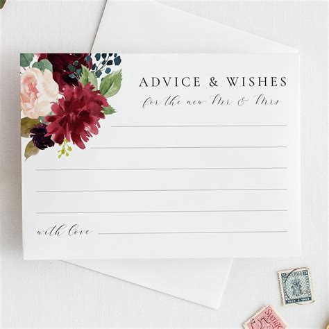 Advice And Well Wishes Template Wedding Advice Card Well Etsy Uk