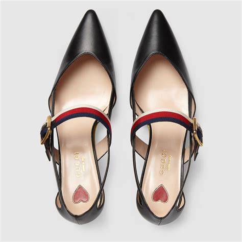 Leather Pump In Black Leather Gucci Womens Pumps