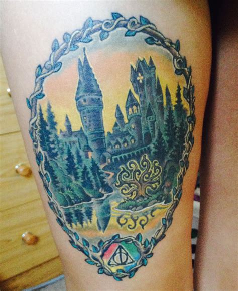 my completed hogwarts thigh tattoo r harrypotter