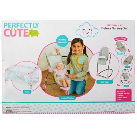 Perfectly Cute Deluxe Nursery 4pc Accessory Set For Baby Dolls