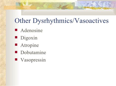 Pharmacology Of Antidysrhythmic And Vasoactive Medications