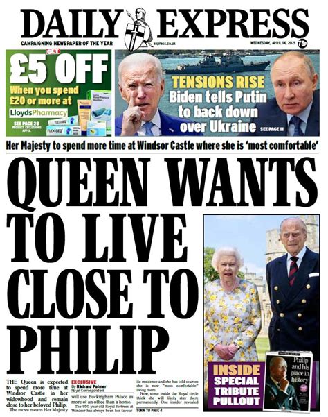 Daily Express Front Page 14th Of April 2021 Tomorrows Papers Today