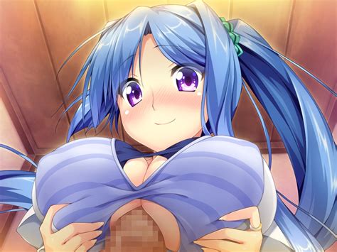 Rule 34 Artist Request Blue Hair Blush Breast Hold Censored Character