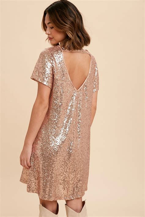 Taylor Swifty Sequin Dress In Rose Gold Era Forever Dolled Up