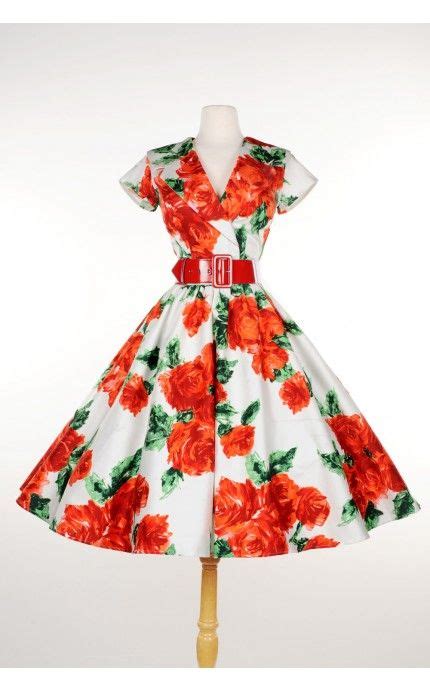 Pinup Couture Birdie Party Dress In Red Vintage Floral Pinup Girl Clothing Pinup Girl