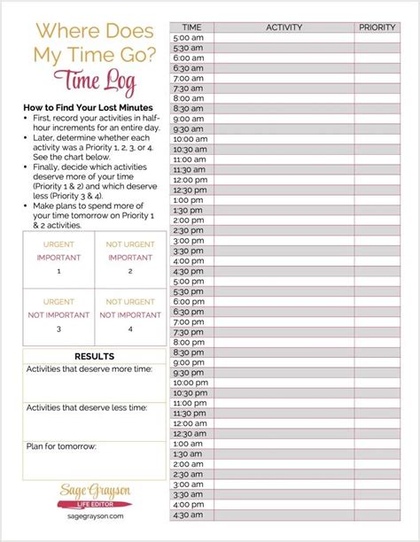 Time Management Worksheet For Students
