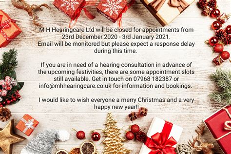 Christmas Closure M H Hearingcare Ltd