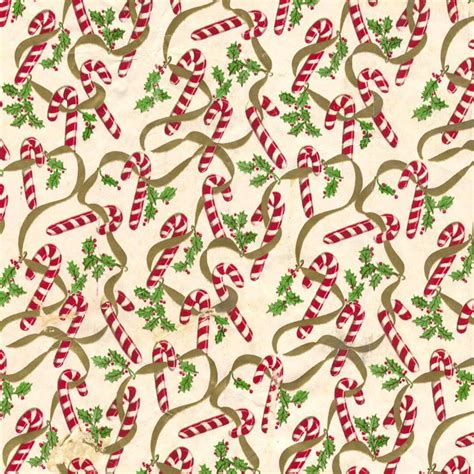 Mid Century Christmas Paper Candy Canes And Holly Vintage Christmas
