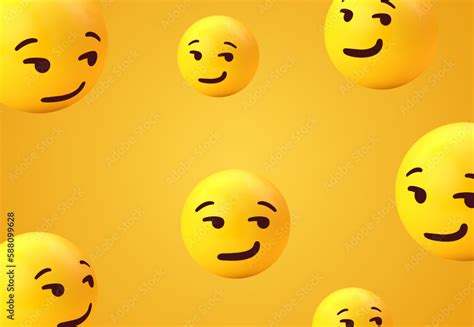 3d Smirking Emoji Face Background Collection Sexual Face Yellow