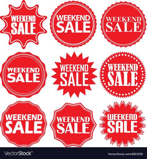 Weekend Sale Red Label Sale Red Sign Royalty Free Vector
