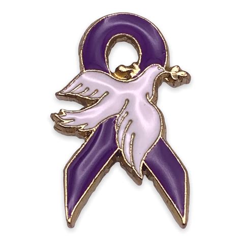 Stockpins Purple Awareness Ribbon With White Dove Lapel Pin