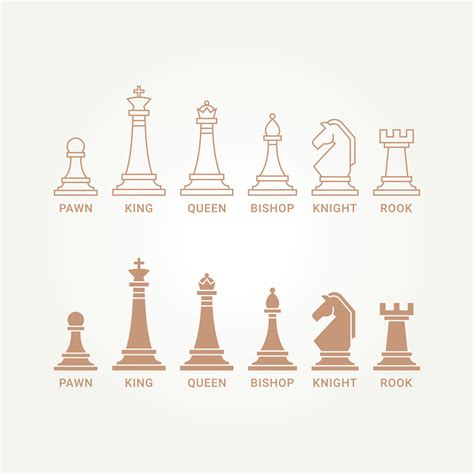 Minimalist Collection Of Chess Piece Design Element Logo Template