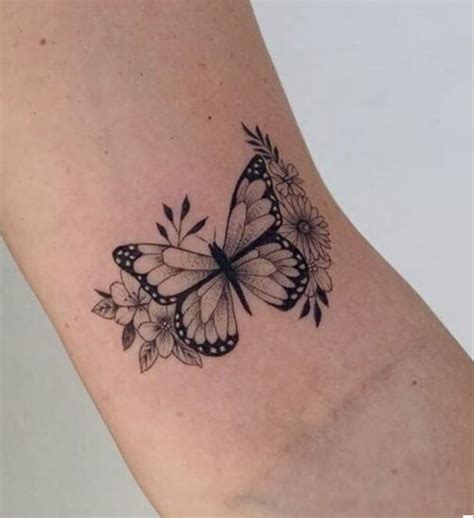 Butterfly Butterfly With Flowers Tattoo Elbow Tattoos Small