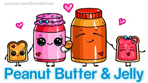 How To Draw Cute Cartoon Food Peanut Butter And Jelly