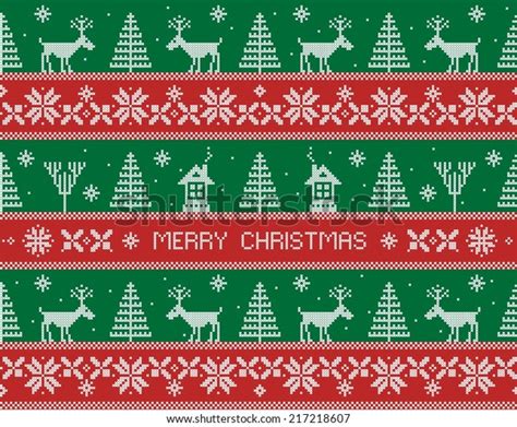 Merry Christmas Seamless Nordic Pattern Vector Stock Vector Royalty