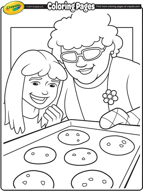 Christmas cookies coloring page from christmas gingerbread category. Baking Cookies With Grandma Coloring Page | crayola.com