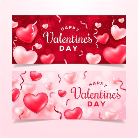 Free Vector Realistic Valentines Day Banners Template