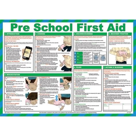 Pre School First Aid Posters 590mm X 420mm From Key Signs Uk