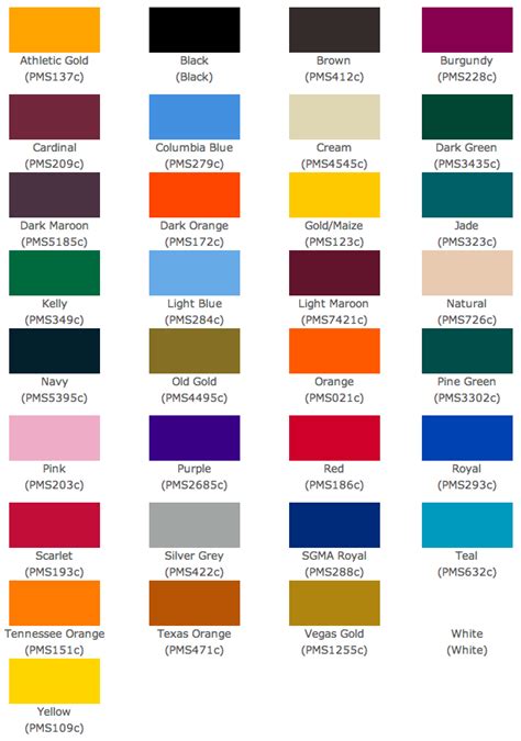 Pantone Sublimation Colour Chart Pantone Color Chart Pantone Color