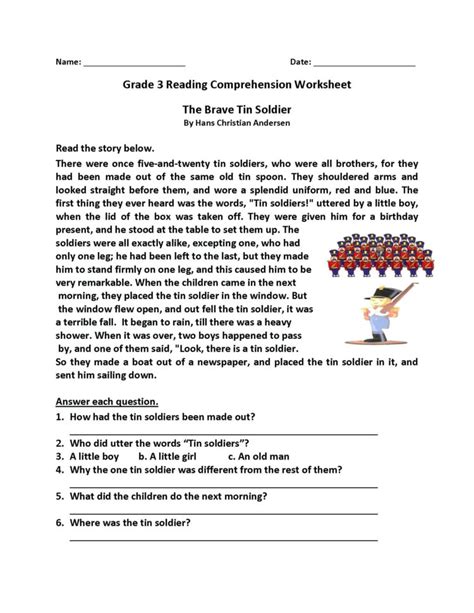 Reading Comprehension Worksheets 5th Grade Multiple Choice — Db