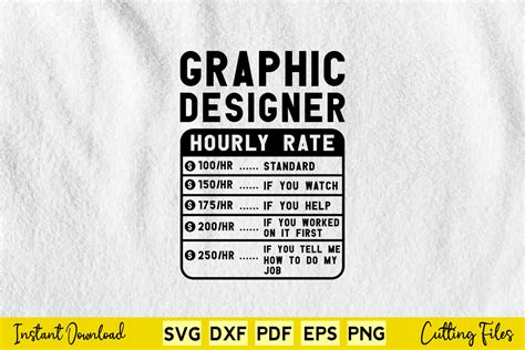 Funny Graphic Designer Hourly Rate Svg Graphic By Buytshirtsdesign