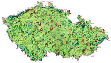 Mapa turystyczna Republiki Czeskiej Czechosłowacji atrakcje
