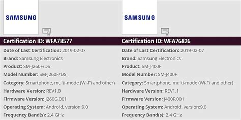 Samsung Galaxy J2 Core Galaxy J4 Android Pie Update Hinted Through Wi