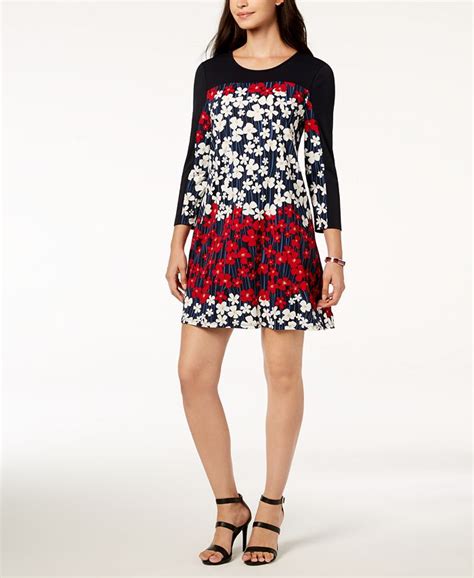 Tommy Hilfiger Floral Print Colorblock Dress Created For Macy S Macy S