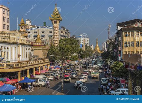 Yangon City In Myanmar Editorial Stock Image Image Of Religion 96410799