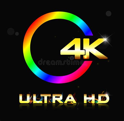 4k Ultra Hd Sign Isolated On Black Background Stock Vector