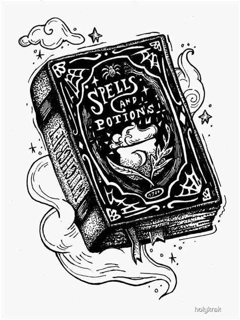 Spell Book Sticker By Holykrak Redbubble Magic Spell Book Witch