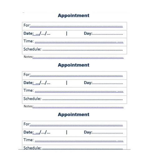 Printable Appointment Reminder Template With These Templates You Can