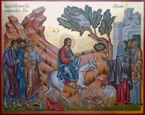 The Lords Entry Into Jerusalem Icon Hand Painted Palm Sunday Church