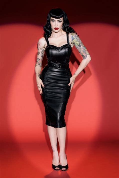 50s deadly dames downtown dame dress in black faux leather
